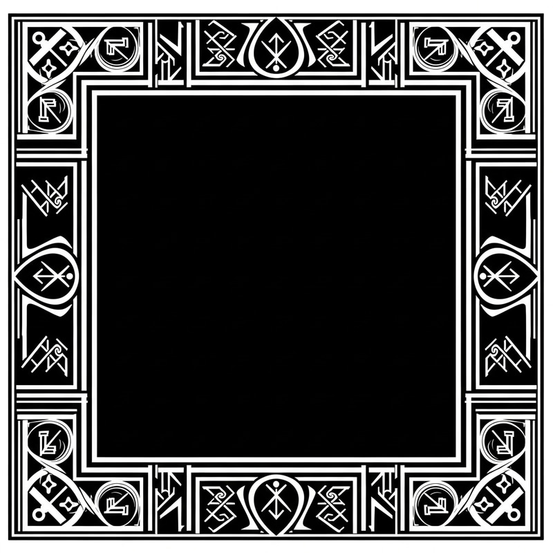 Black Square with White Narrow Medieval Border