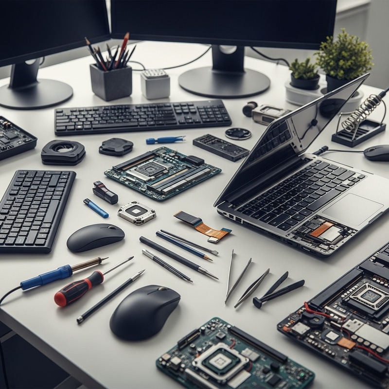Professional Computer Repair Workspace Background Professional Computer Repair Workspace Background