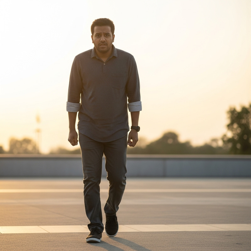 South Asian Man Walking Outdoor - Expression of Anxiety | Deep Thought South Asian Man Walking Outdoor - Expression of Anxiety | Deep Thought