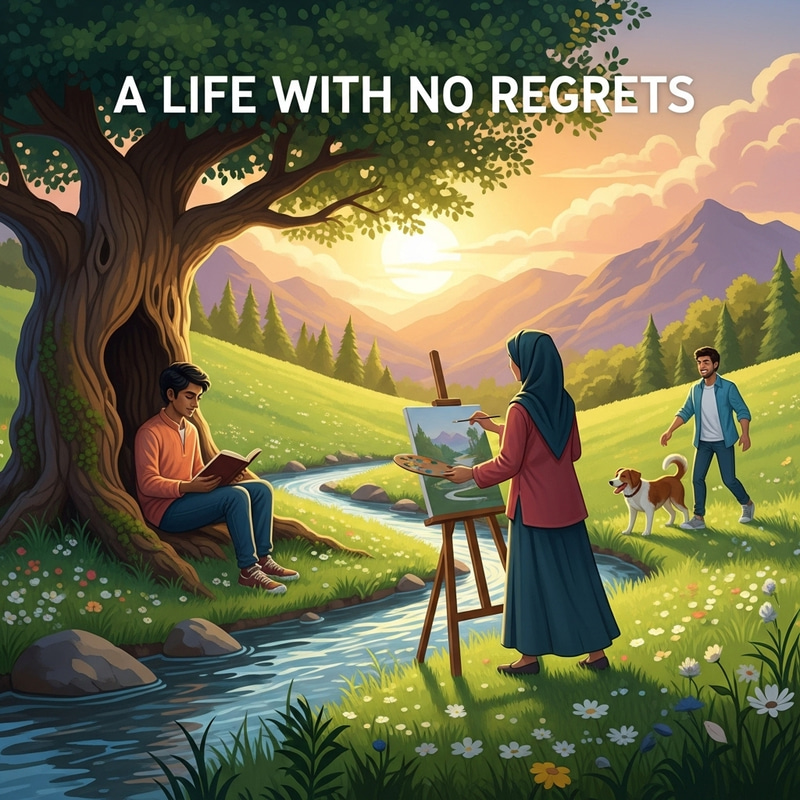 Living a Regret-Free Life - Serene Sunset Landscape Living a Regret-Free Life - Serene Sunset Landscape