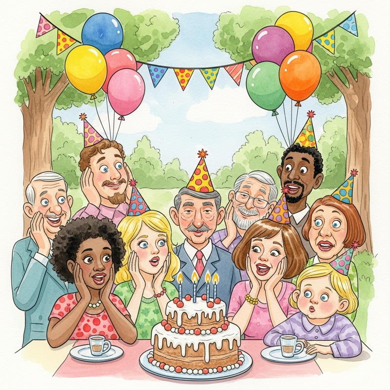 Playful Birthday Surprise Watercolor Art Playful Birthday Surprise Watercolor Art