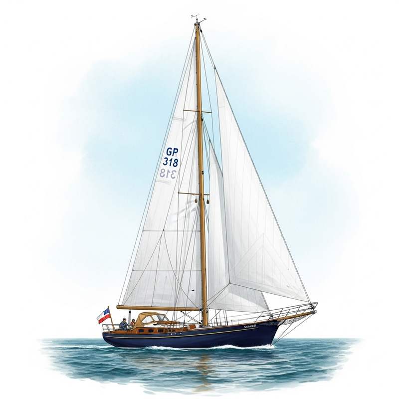 Vintage Illustration of Scanmer 33 Sailing Ship