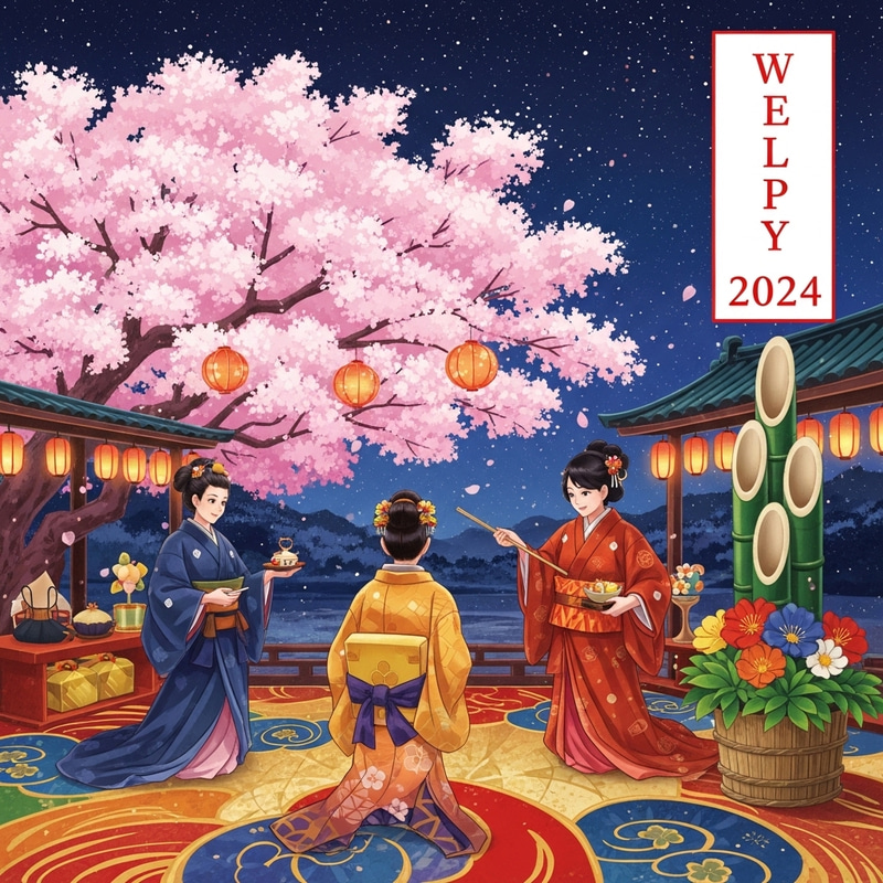 Vibrant 2024 Celebration: Cherry Blossom Tree