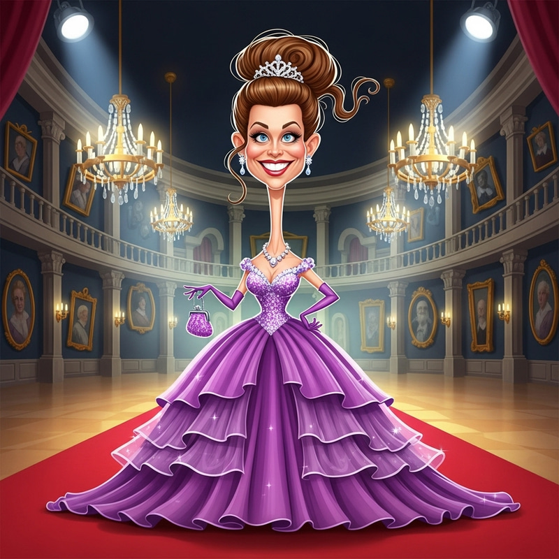 Charming Female Caricature in Formal Attire Charming Female Caricature in Formal Attire