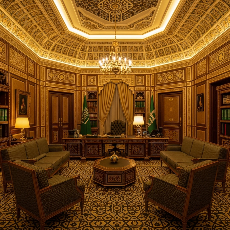 Majestic Ambassadorial Office in Saudi Arabian Embassy | Regal Opulence