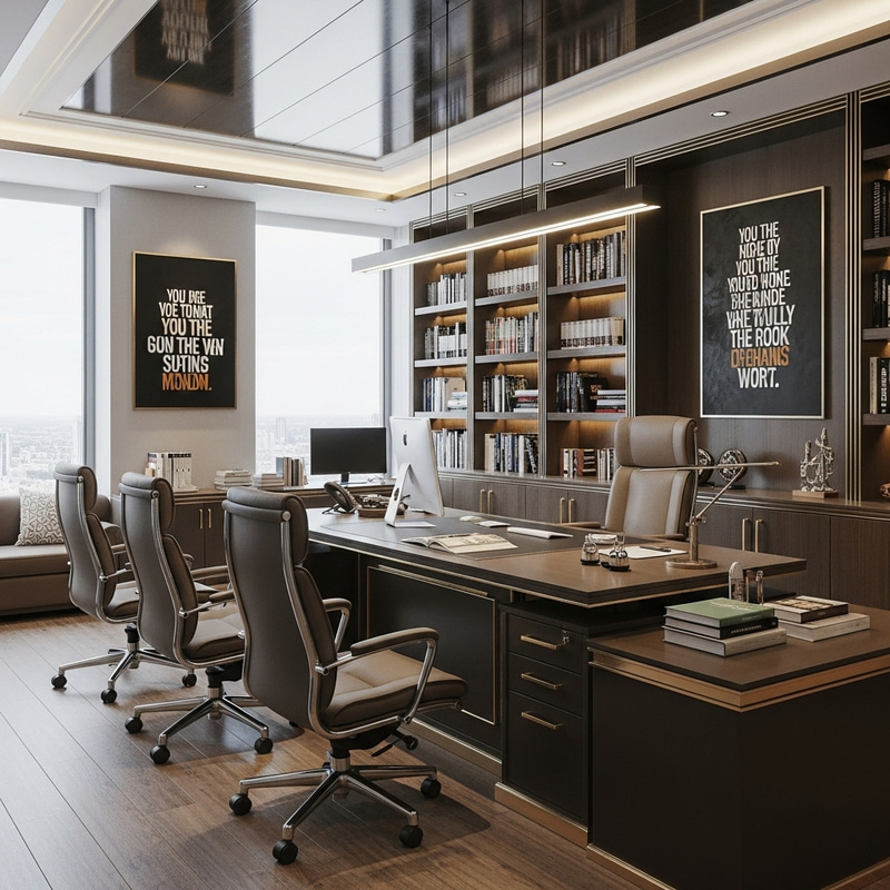 High-Ranking Executive's Expansive Office: Inspiring Professional Environment High-Ranking Executive's Expansive Office: Inspiring Professional Environment