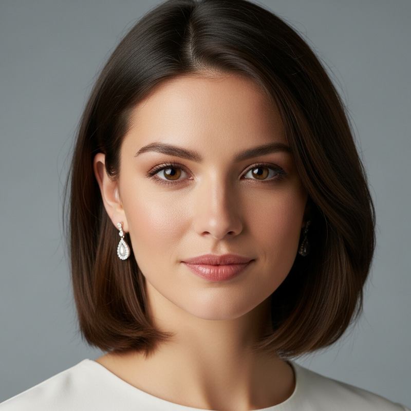 Captivating Beauty: Silky Hair, Attractive Eyes, Elegant Earrings Captivating Beauty: Silky Hair, Attractive Eyes, Elegant Earrings