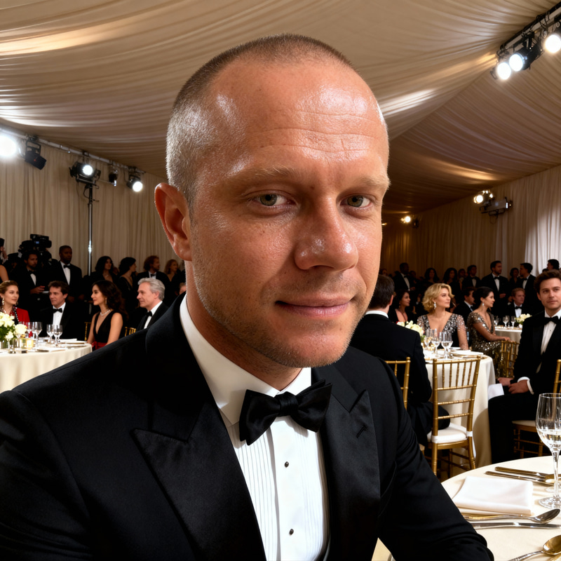 Stunning Model in Tuxedo at Met Gala Dinner
