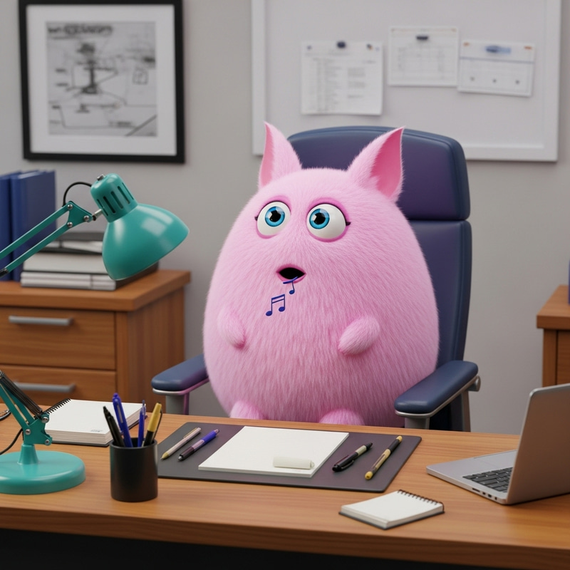 Cute Jigglypuff Spreading Joy in Office Scene Cute Jigglypuff Spreading Joy in Office Scene