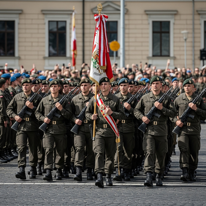Austrian Military Parade: Precision and Disciplined Soldiers