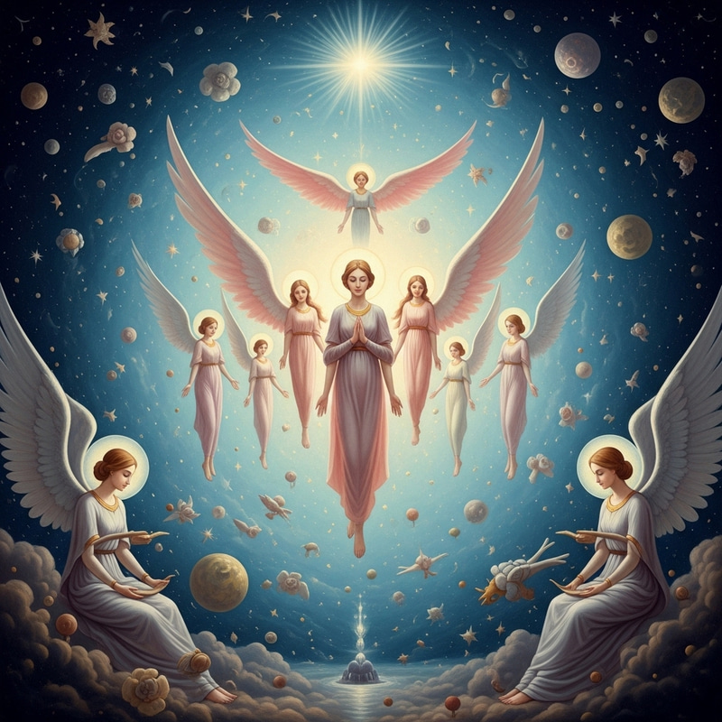 Celestial Beings in Ethereal Cosmos - Cosmic Fantasy Art