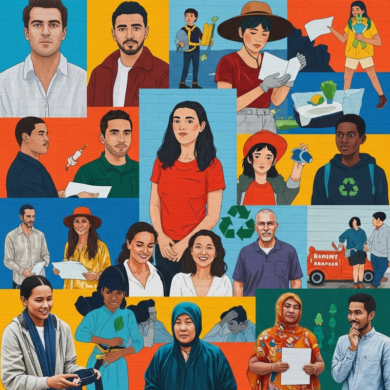 Vibrant Collage of Diverse People Embracing Sustainable Community Activities Vibrant Collage of Diverse People Embracing Sustainable Community Activities