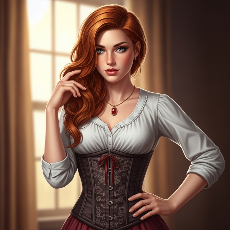 Beautiful Redhead: Realistic Portrait of a Woman