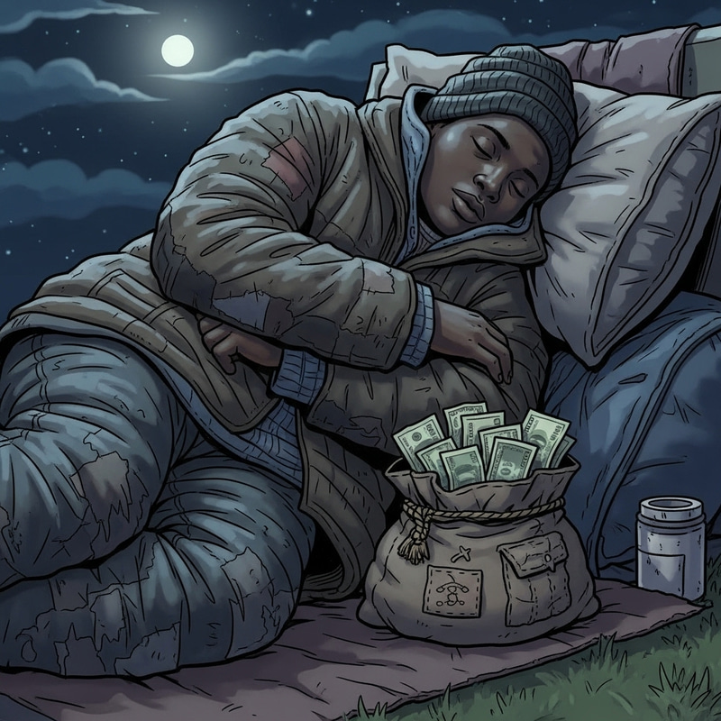 Wealthy Nigerian Man Asleep in the Cold Night Wealthy Nigerian Man Asleep in the Cold Night