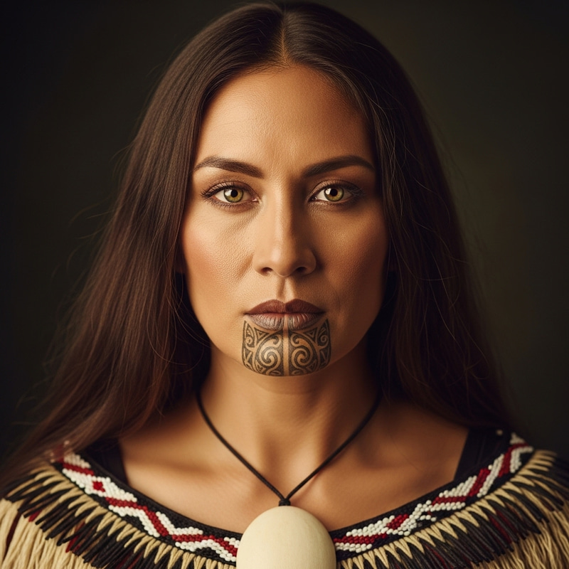 Maori Woman in Traditional Dress: Heritage Essence Portrait Maori Woman in Traditional Dress: Heritage Essence Portrait