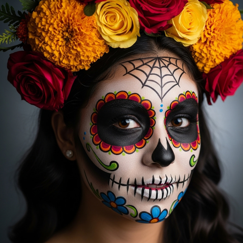 Vibrant Day of the Dead Makeup Portrait Vibrant Day of the Dead Makeup Portrait