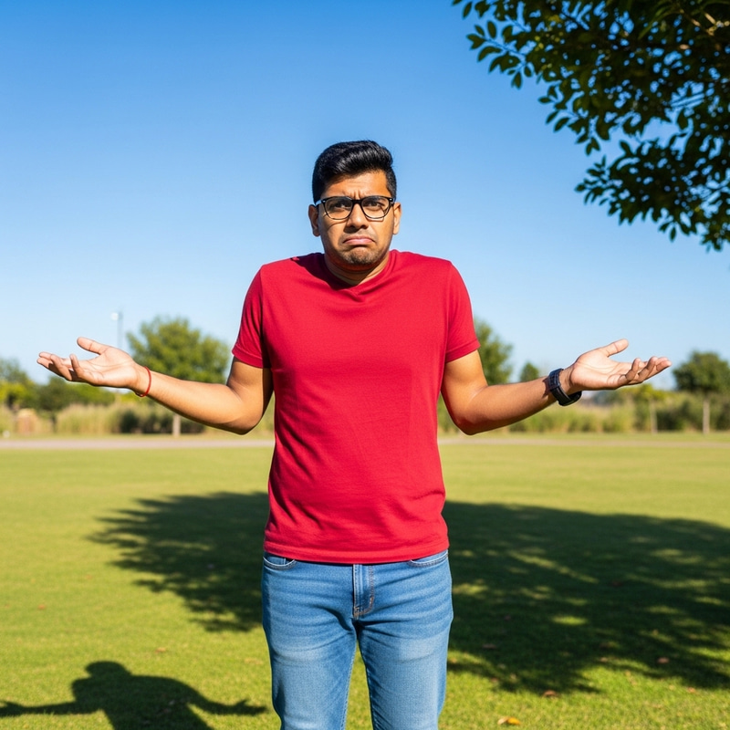 Confused South Asian Man Outdoors on Sunny Day Confused South Asian Man Outdoors on Sunny Day