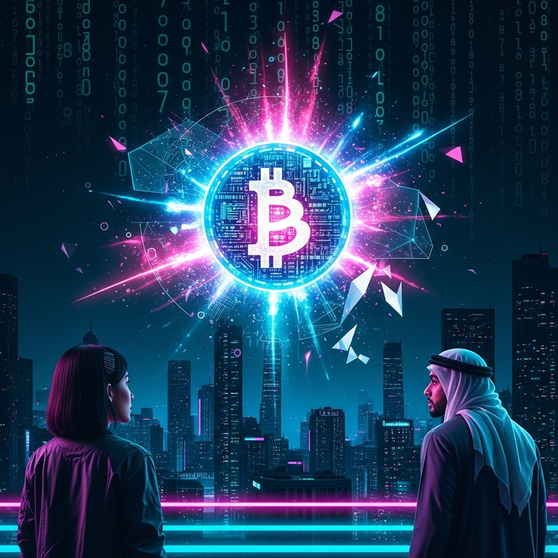 Digital Currency Explosion and Cyberpunk Aesthetic Digital Currency Explosion and Cyberpunk Aesthetic