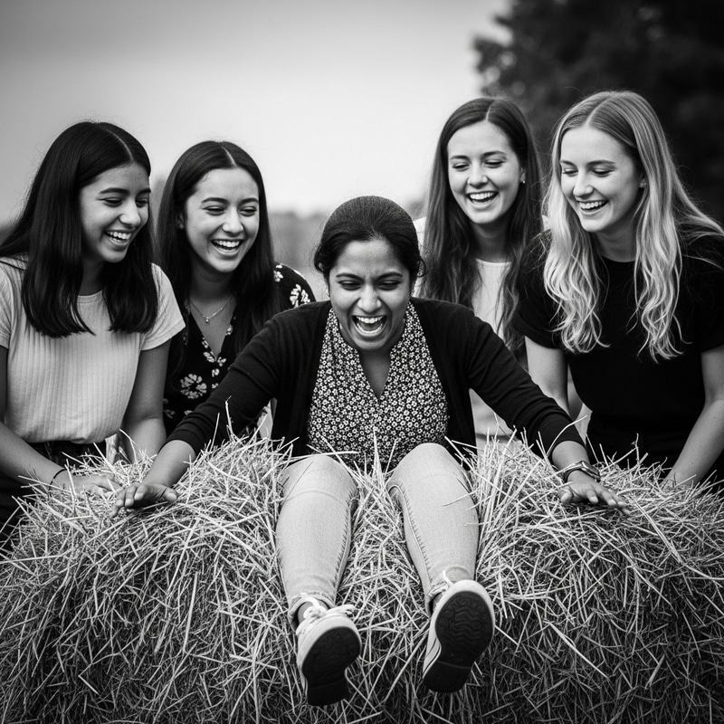 Unexpected Comedy: Woman Face-Plants in Horse Manure Encircled by Laughing Girls Unexpected Comedy: Woman Face-Plants in Horse Manure Encircled by Laughing Girls