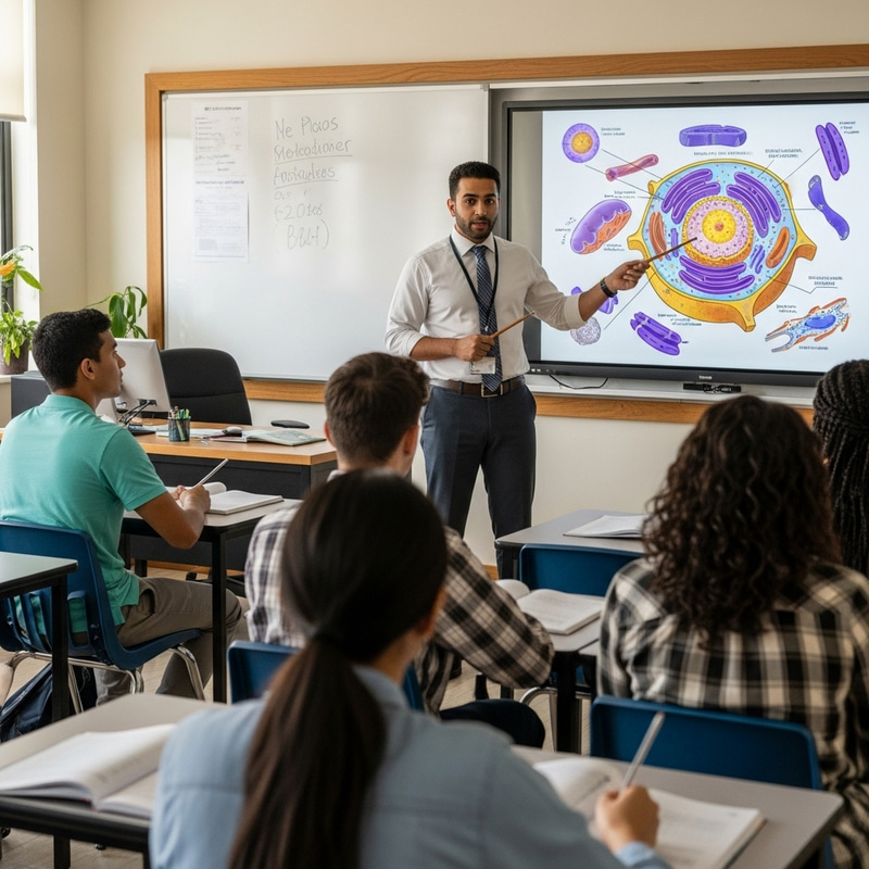 Middle-Eastern Teacher Explains Cell Composition Inside