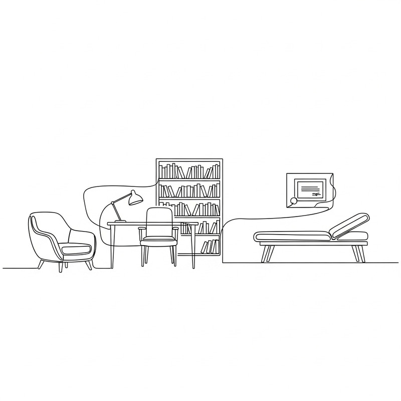 Minimalistic Psychologist's Office Art Drawing