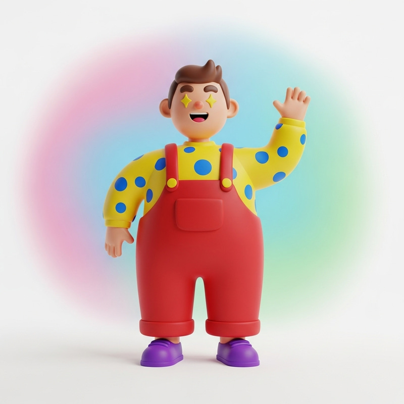 Colorful 3D Cheerful Cartoony Man | Vibrant & Joyful Image