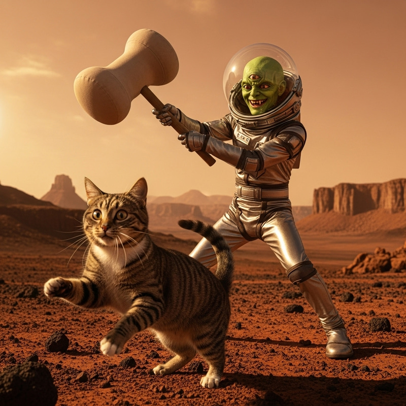 Martian Hitting a Cat – A Bizarre Encounter Martian Hitting a Cat – A Bizarre Encounter
