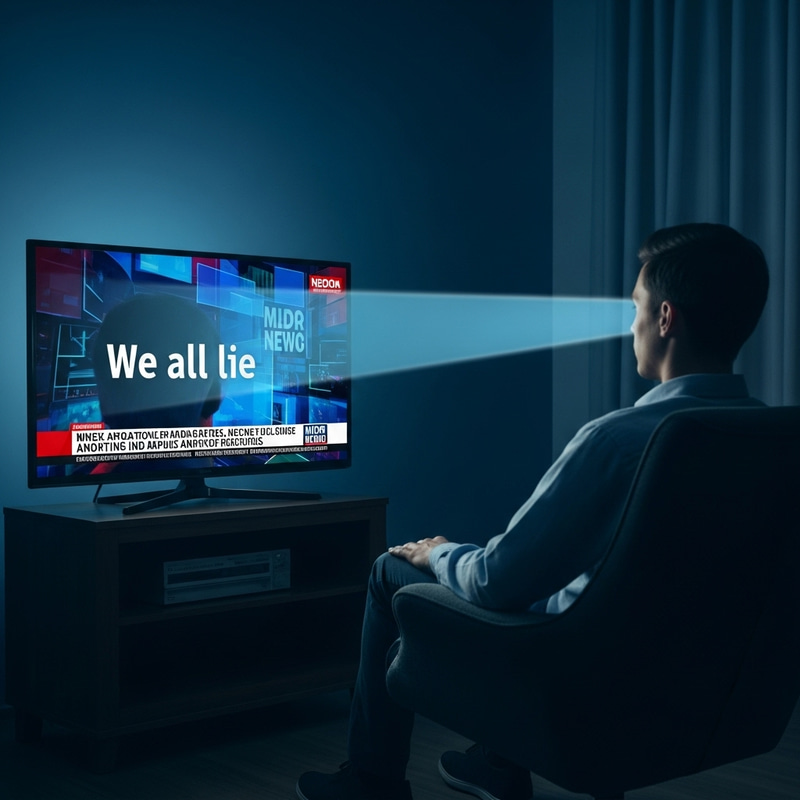 Captivated Viewer Enthralled by Startling News Screen