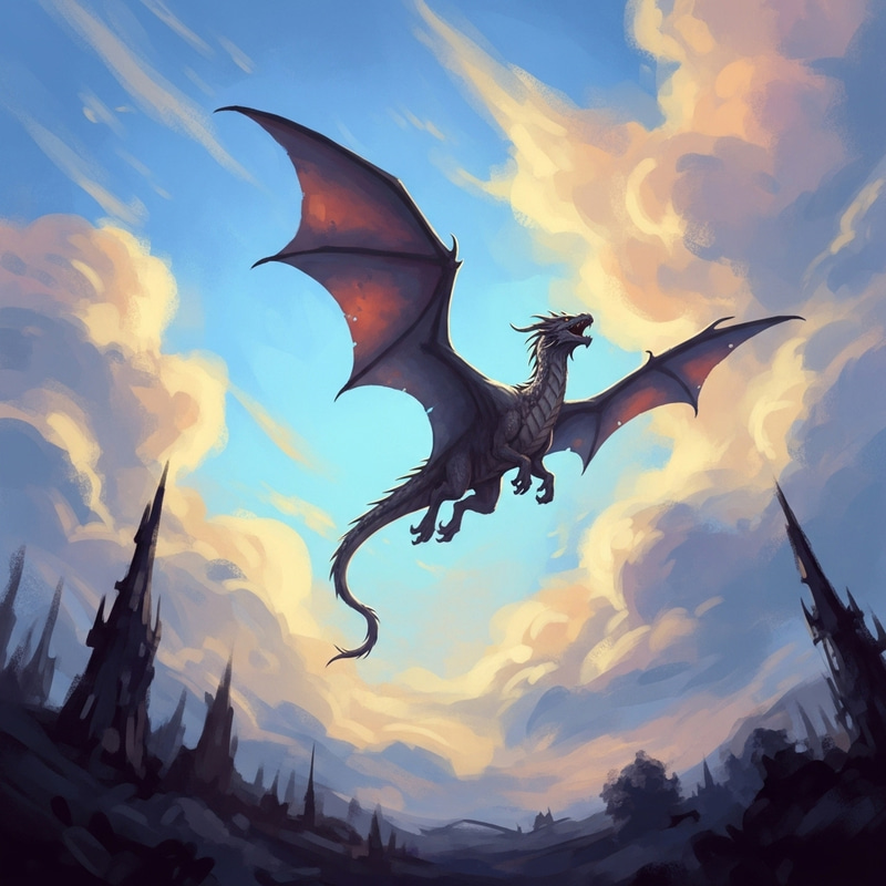 Majestic Dragon Artwork: Vibrant Sky Soar Fantasy Majestic Dragon Artwork: Vibrant Sky Soar Fantasy
