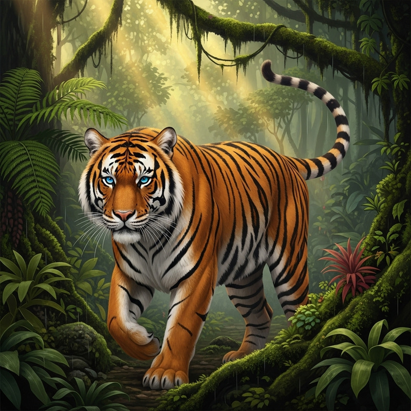 Create a Majestic Tiger in Green Jungle Create a Majestic Tiger in Green Jungle