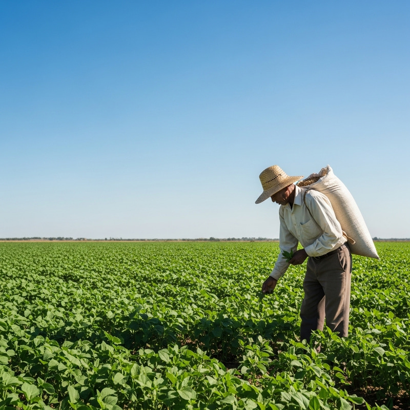 Vibrant Farmland: A Dedicated Farmer at Work Vibrant Farmland: A Dedicated Farmer at Work
