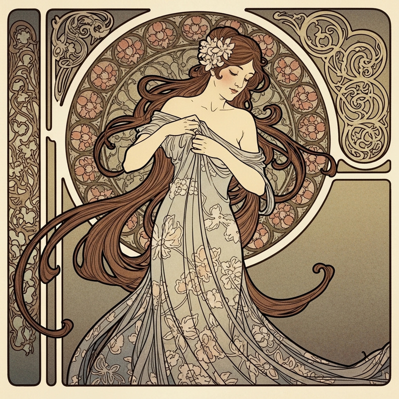Elegant Lady Removing Dress Art Nouveau Elegant Lady Removing Dress Art Nouveau