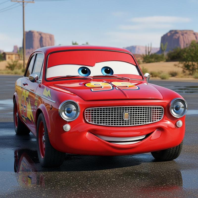 Fiat 1500 Lightning McQueen Red Car Fiat 1500 Lightning McQueen Red Car