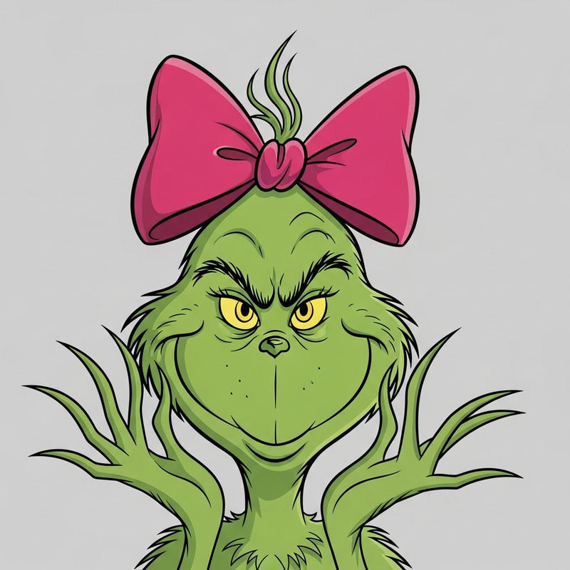 Grinch Cartoon with Pink Bow Grinch Cartoon with Pink Bow