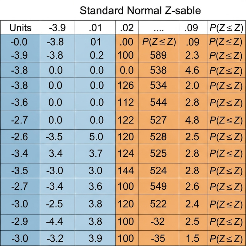 Complete Standard Normal Table: Positive and Negative Z-Scores