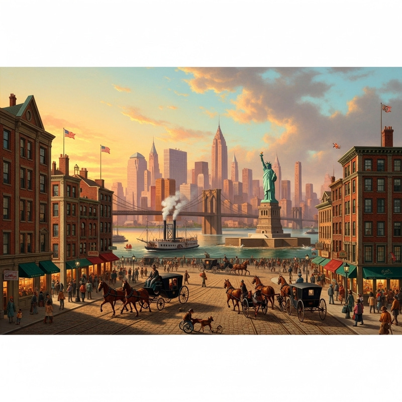 New York City Painting in 19th Century Style New York City Painting in 19th Century Style