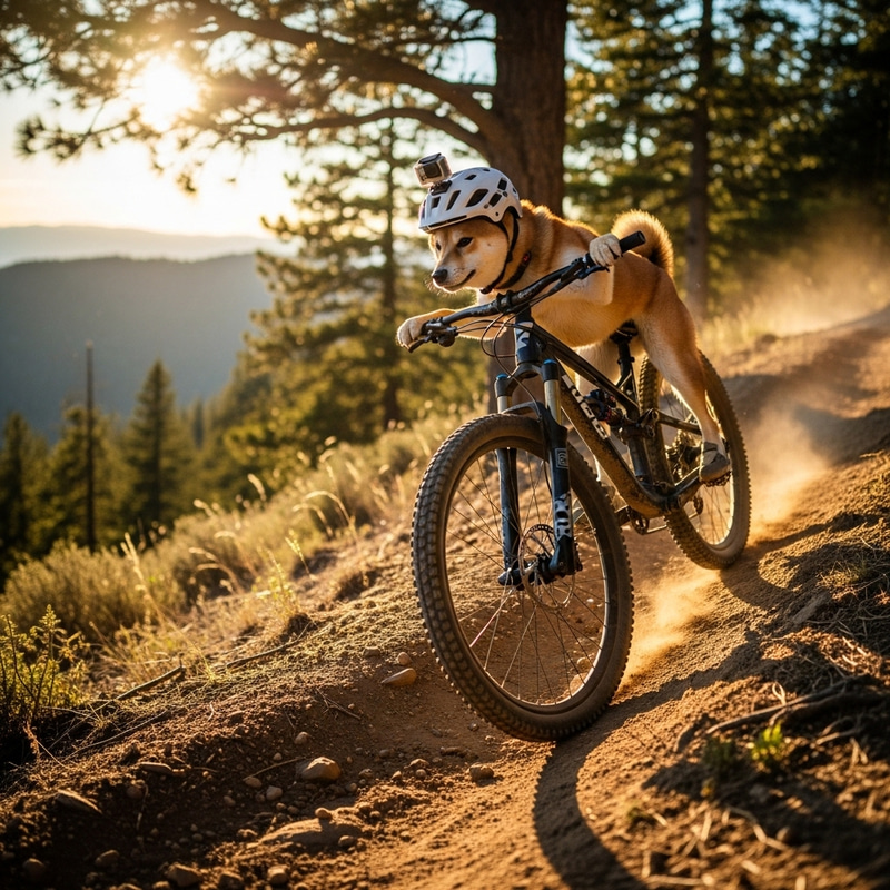 Shiba Inu Riding Enduro Bike