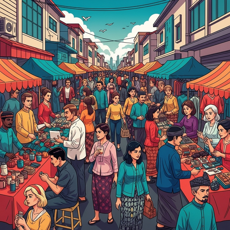 Vibrant Southeast Asia Street Market | Diverse People & Cultural Heritage