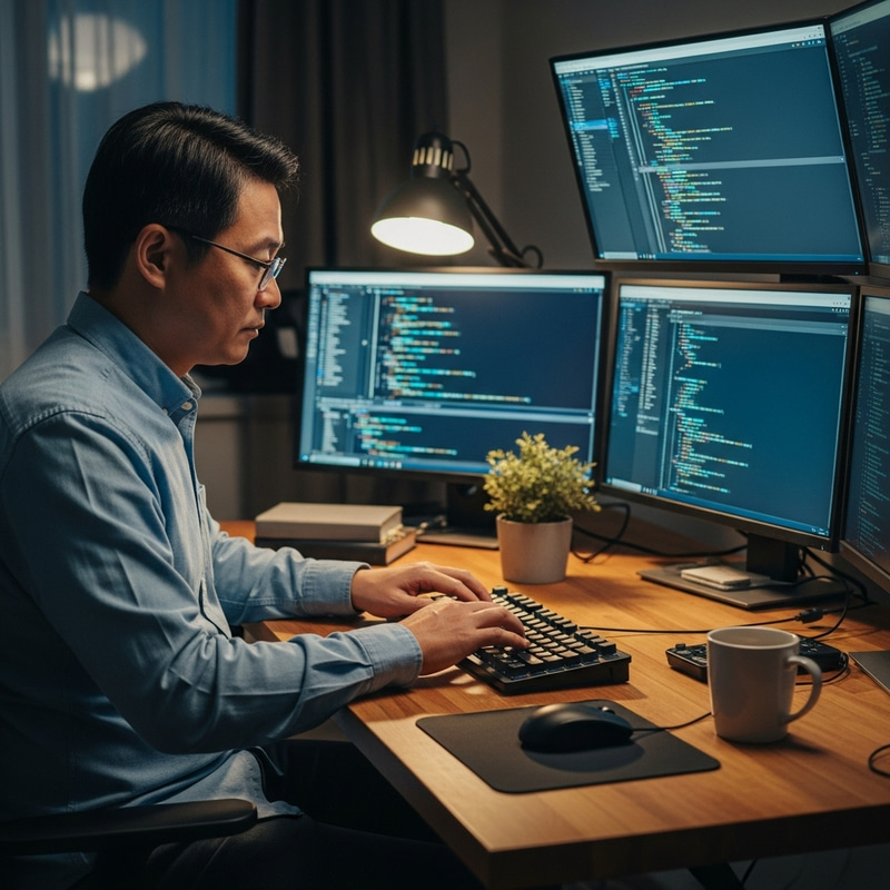 Middle-Eastern Programmer Coding - Programmer in Action Middle-Eastern Programmer Coding - Programmer in Action