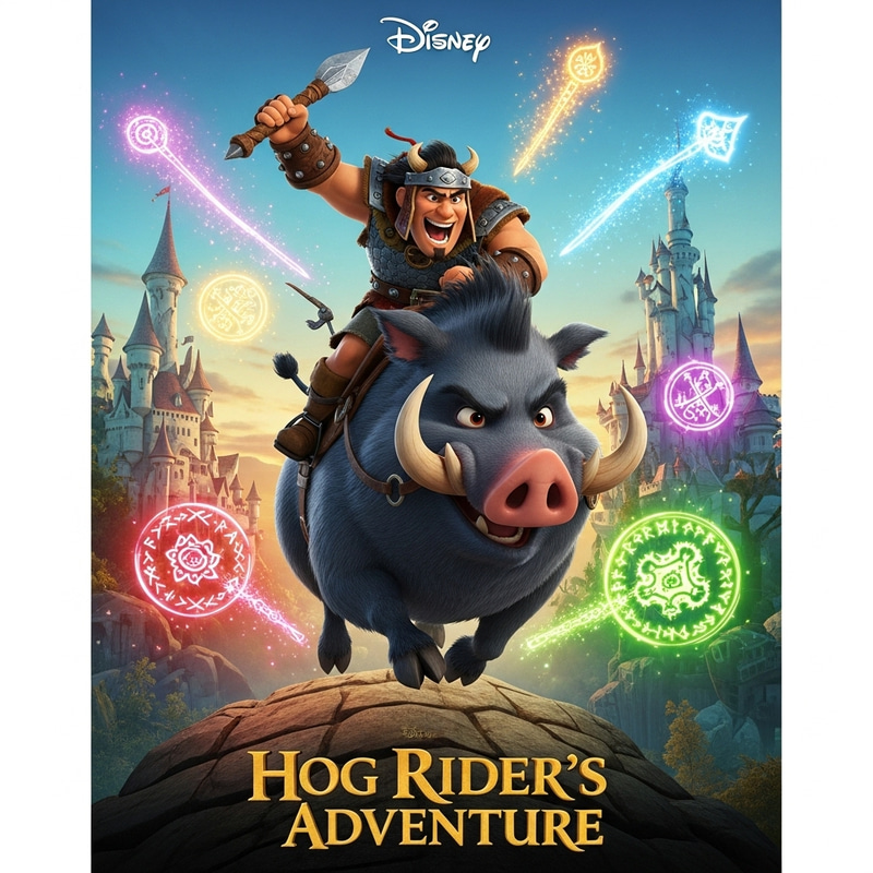 Disney Movie Poster: Hog Rider in Montapuercos Clash Disney Movie Poster: Hog Rider in Montapuercos Clash