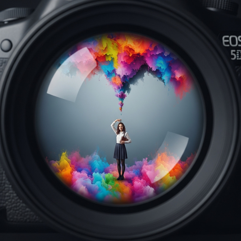 Whimsical Shrinking Woman in Colorful Macro Photography