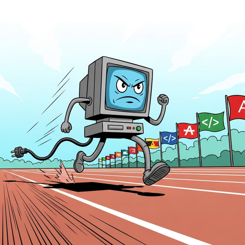 Comic Style Computer Sprinting 100m Dash