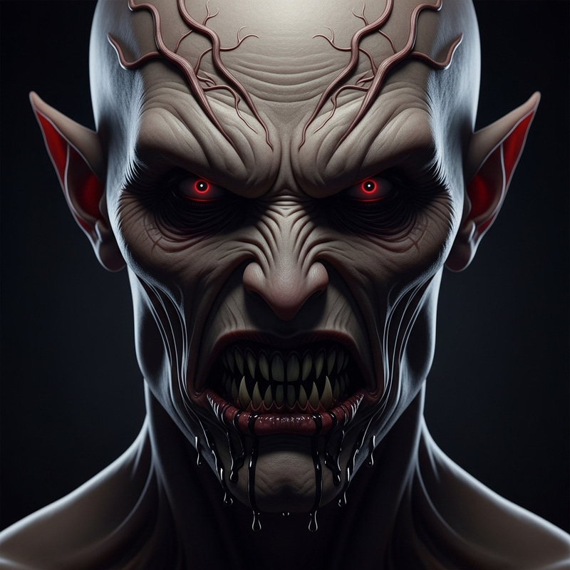 Horrifying Humanoid Creature Portrait in Dark Dramatic Lighting Horrifying Humanoid Creature Portrait in Dark Dramatic Lighting