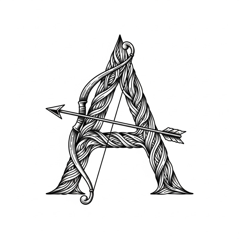 Sagittarius Zodiac Bow and Arrow Tattoo Art