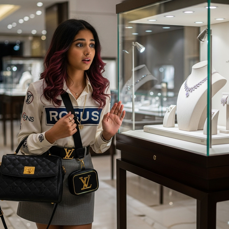 Materialistic Young Woman in High Fashion Glamour Materialistic Young Woman in High Fashion Glamour