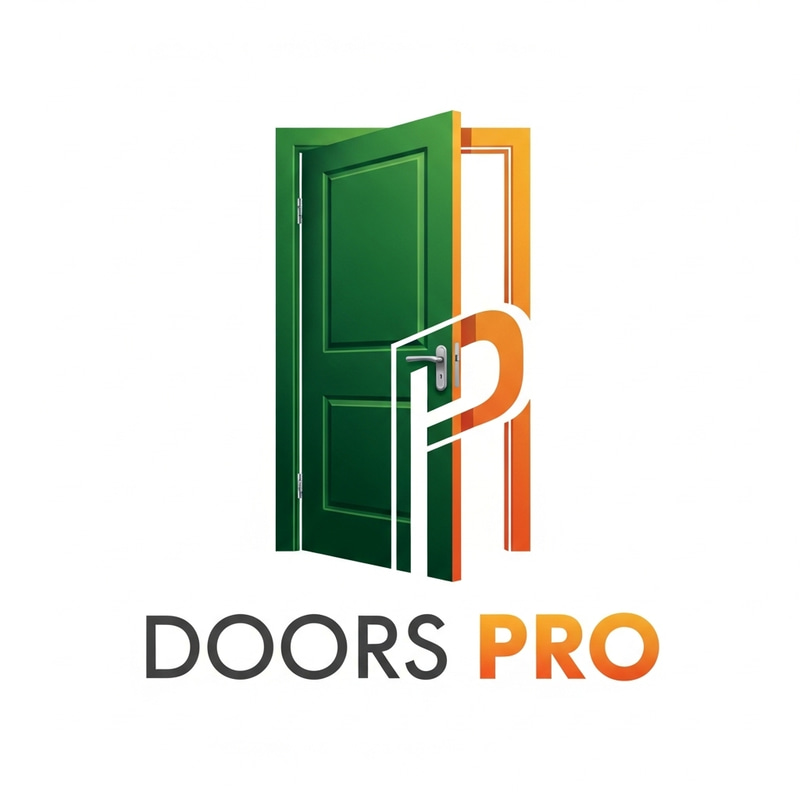 Doors Pro: Green & Orange Door Logo for Exceptional Quality