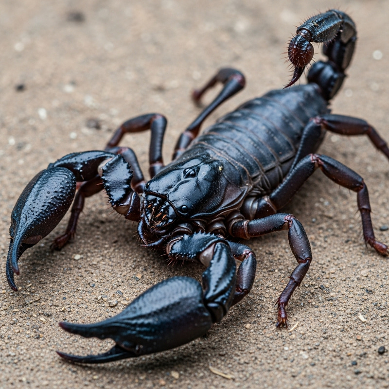 Predatory Black Scorpion: Vibrant Artistry in Nature Predatory Black Scorpion: Vibrant Artistry in Nature