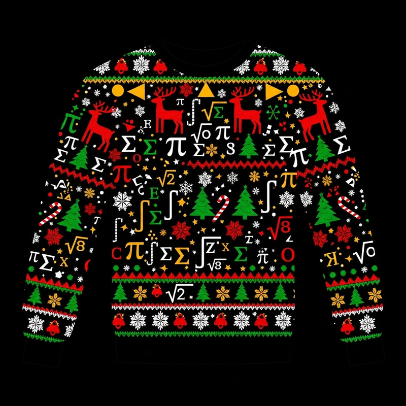 Math Teacher Ugly Christmas Sweater Vector Illustration