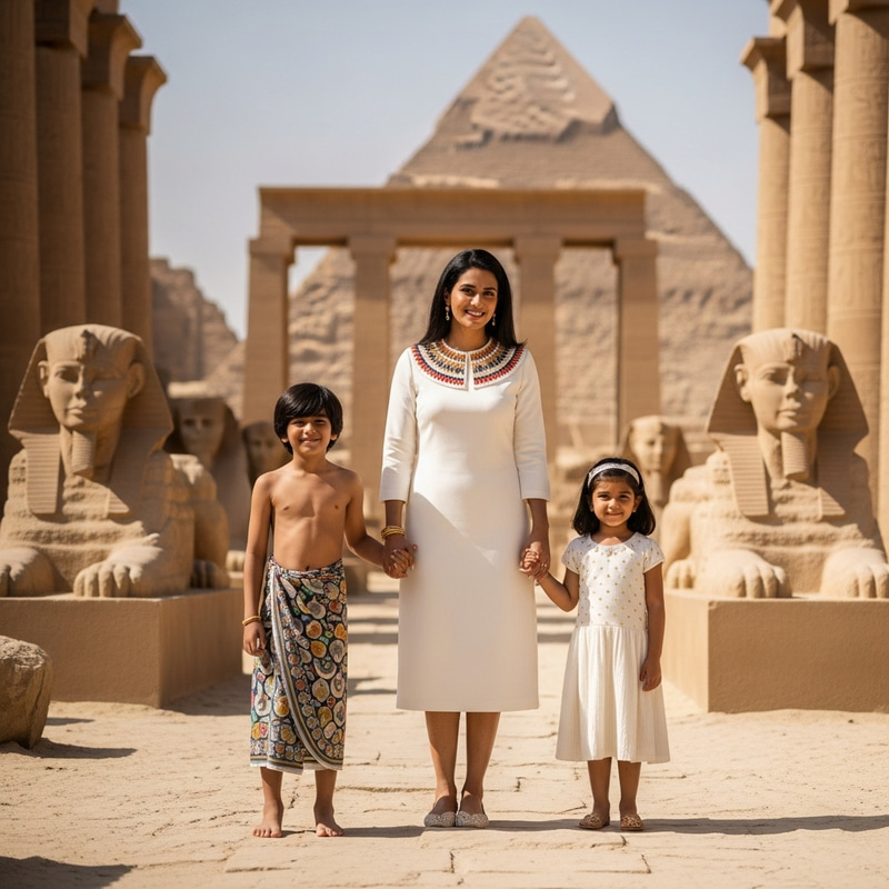 Real People Mother & Children Celebrate in Pharaonic Village Real People Mother & Children Celebrate in Pharaonic Village