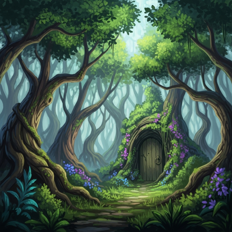Mystical Forest Doorway with Vibrant Colors | Dreamlike Enchantment Mystical Forest Doorway with Vibrant Colors | Dreamlike Enchantment